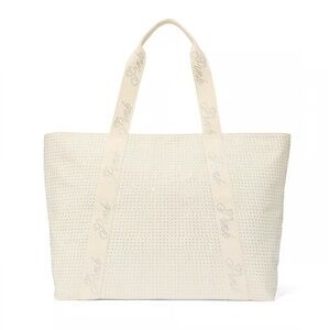Victoria's Secret Bling Large Tote Bag (Silver Letters) (Off White)